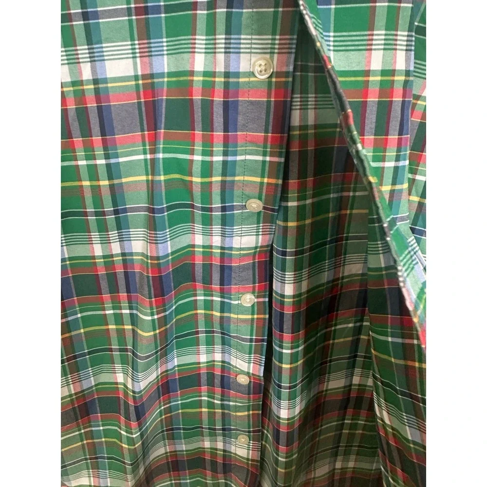 Ralph Lauren Boys L‎ 14-16 Green Plaid Performance Button Down Shirt Christmas